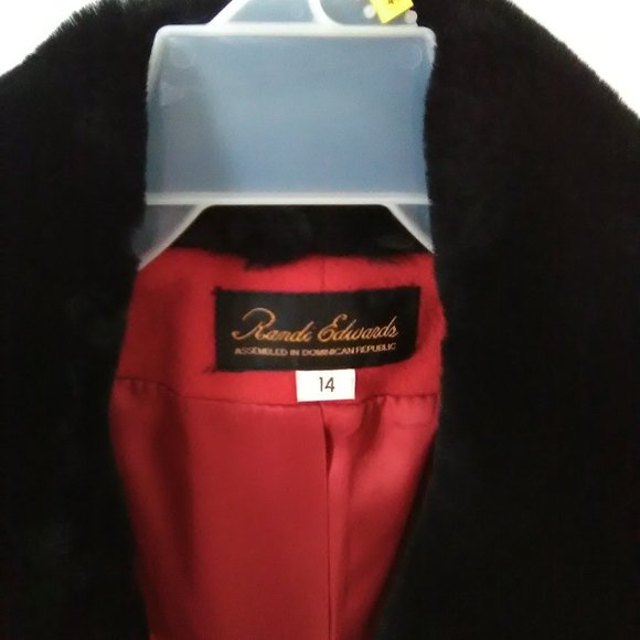 Randi Edwards Women's Wool & Cashmere Jacket Color Red / Black Faux Fur Size 14 - Picture 7 of 13
